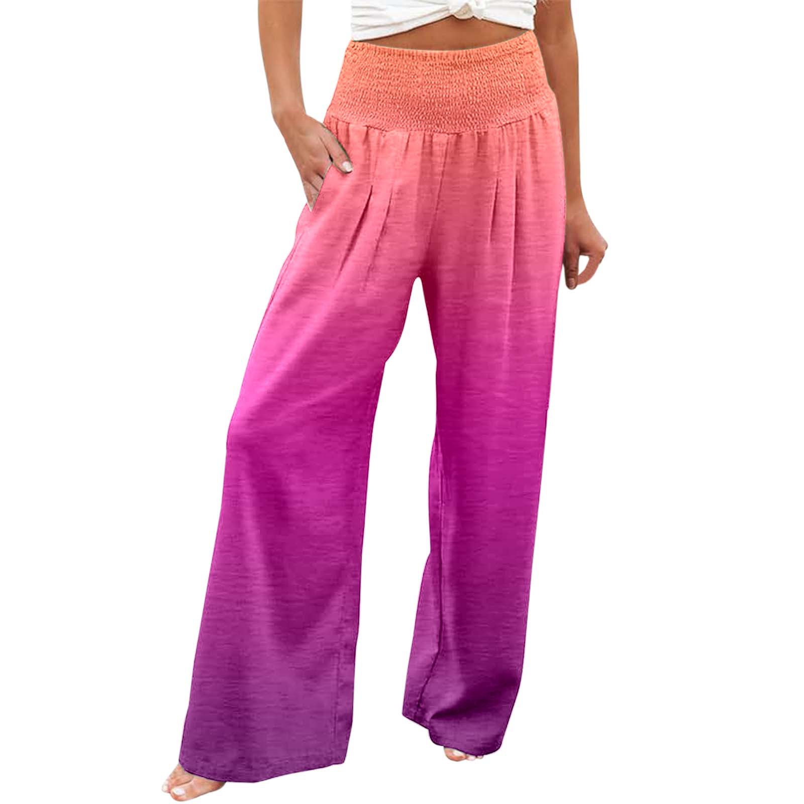 thumbnail image 1 of Pantalones anchos de cintura alta con estampado veraniego para mujer: cintura alta estilizada, bolsillos ocultos funcionales, transformación de moda para múltiples ocasiones., 1 of 5